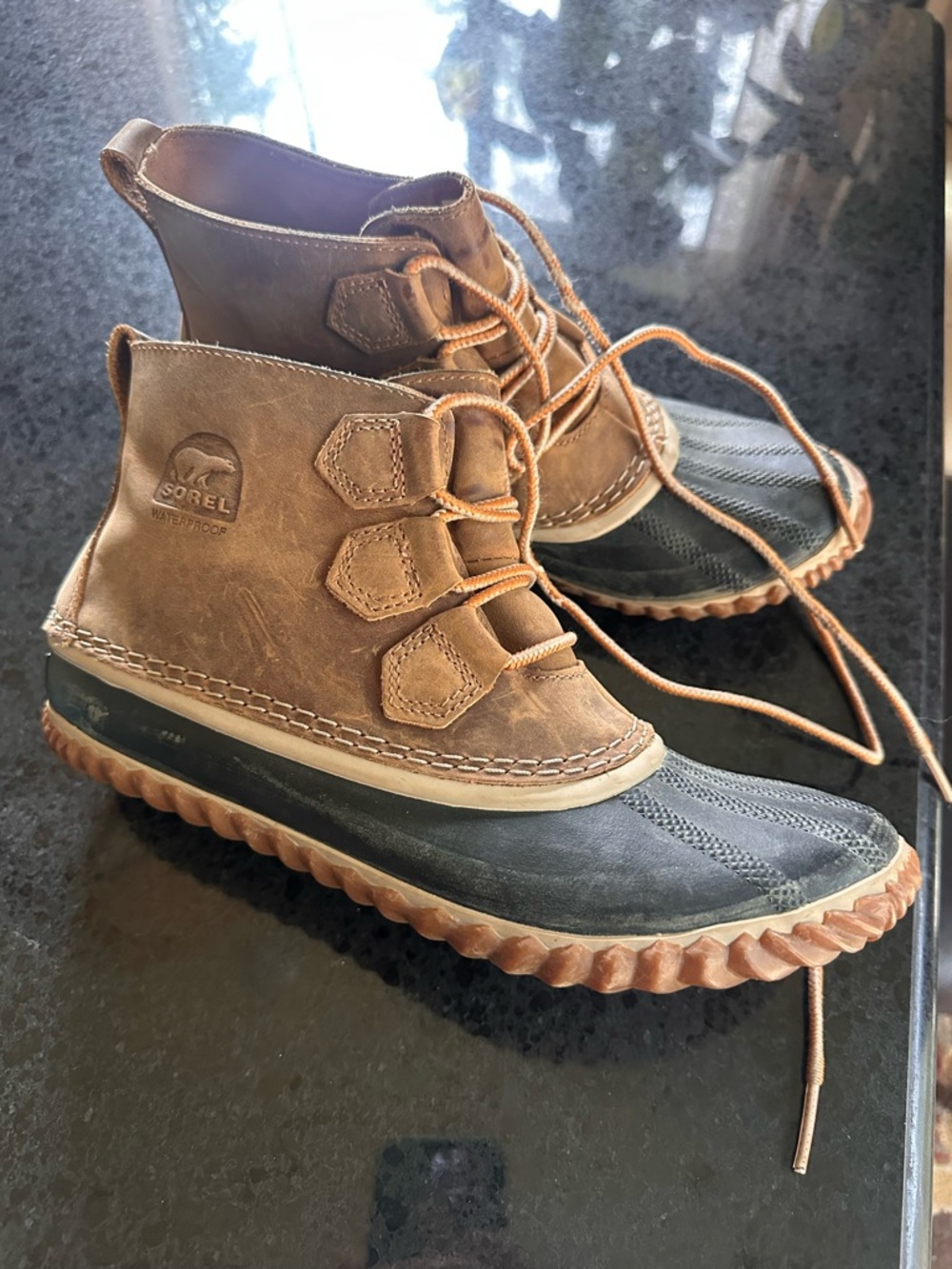 Sorel Brown and Black Lace-Up Waterproof Women's Ankle Boots